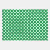 明るい緑と白のコーディネートされたクリスマス ラッピングペーパーシート (正面2)