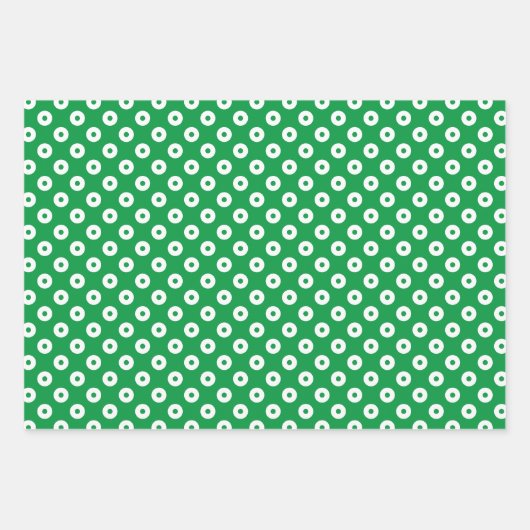 明るい緑と白のコーディネートされたクリスマス ラッピングペーパーシート (正面2)