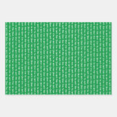 明るい緑と白のコーディネートされたクリスマス ラッピングペーパーシート (正面)