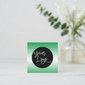 明るい緑と白カスタムのロゴを追加しまグラデーションす スクエア名刺 (スタンド正面)