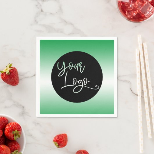 明るい緑と白カスタムのロゴを追加グラデーションする スタンダードカクテルナプキン (インサイチュ)