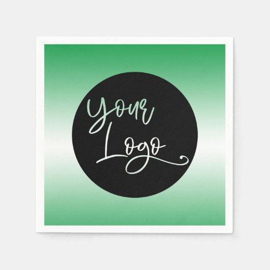 明るい緑と白カスタムのロゴを追加グラデーションする スタンダードカクテルナプキン (正面)