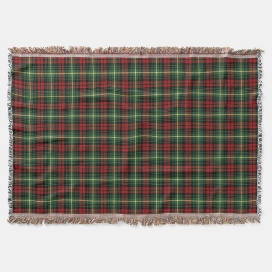 明るい緑と赤のクランMartin Scotish Plaid スローブランケット (正面)