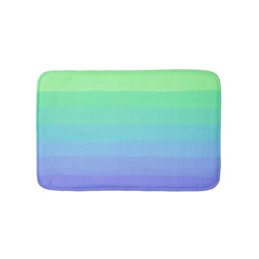 明るい緑と青のグラデーション バスマット (正面)