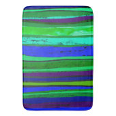 明るい緑と青ストライプ色 バスマット (正面縦)