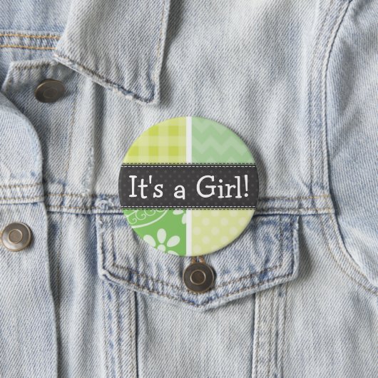 明るい緑と黄色かわいい市松模様に 缶バッジ (インサイチュ)