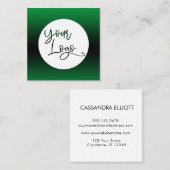 明るい緑と黒カスタムのロゴを追加しまグラデーションす スクエア名刺 (正面/裏面)