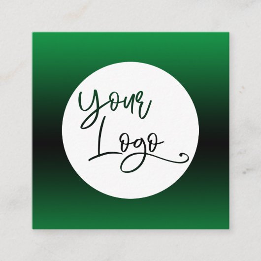 明るい緑と黒カスタムのロゴを追加しまグラデーションす スクエア名刺 (正面)