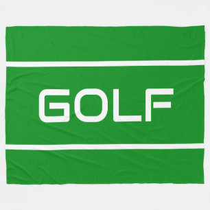明るい緑にモダンな白の文字ストライプGOLF フリースブランケット