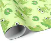 明るい緑に可愛いカエル柄 ラッピングペーパー (ロールコーナー)