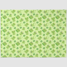 明るい緑に可愛いカエル柄 薄葉紙