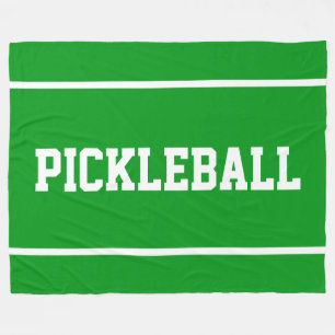 明るい緑に白いストライプのPICKLEBALL スポーツデザイン フリースブランケット
