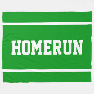 明るい緑に白い縁取りストライプのHOMERUN スポーツデザイン フリースブランケット
