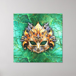 明るい緑に装飾されたヴェナチアンのマスク キャンバスプリント