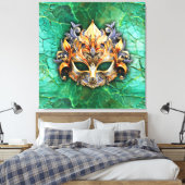 明るい緑に装飾されたヴェナチアンのマスク キャンバスプリント (インサイチュ (寝室))