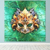 明るい緑に装飾されたヴェナチアンのマスク キャンバスプリント (インサイチュ (ウッドフロア))