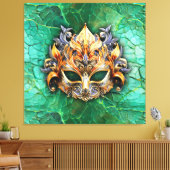 明るい緑に装飾されたヴェナチアンのマスク キャンバスプリント (インサイチュ (リビング))