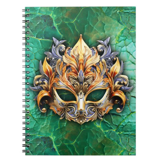 明るい緑に装飾されたヴェナチアンのマスク ノートブック (正面)