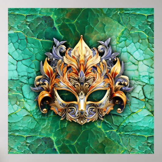 明るい緑に装飾されたヴェナチアンのマスク ポスター (正面)