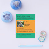 明るい緑のオレンジ色の犬の訓練ペットサービス チラシ (シングル)