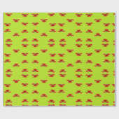 明るい緑のクリスマスレッドリボン ラッピングペーパー (フラット)