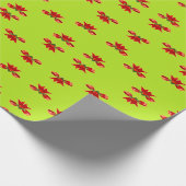 明るい緑のクリスマスレッドリボン ラッピングペーパー (角)
