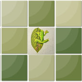 明るい緑のグライディングツリーフロッグヴィンテージホワイト タイル