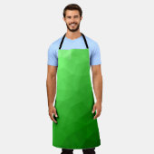 明るい緑のグラデーションの幾何学的なメッシュの明るいパターン エプロン (着用した状態)