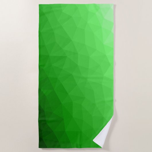 明るい緑のグラデーションの幾何学的なメッシュの明るいパターン ビーチタオル (正面)