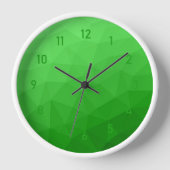 明るい緑のグラデーションの幾何学的なメッシュの明るいパターン 壁時計 (正面)