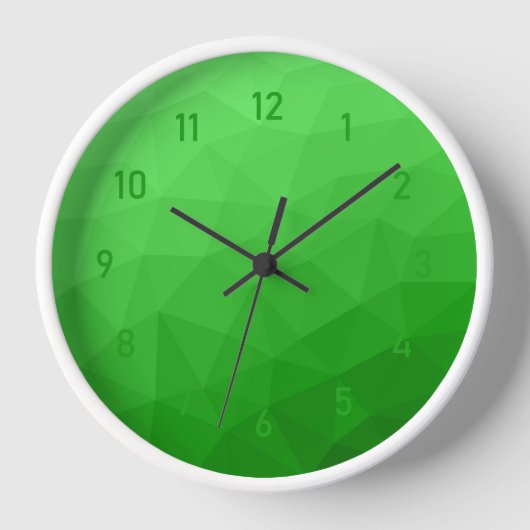 明るい緑のグラデーションの幾何学的なメッシュの明るいパターン 壁時計 (正面)