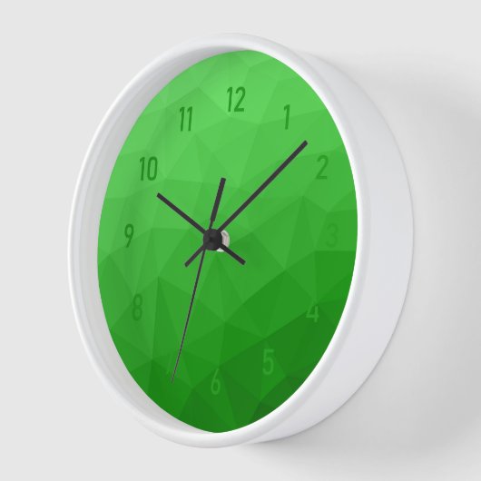明るい緑のグラデーションの幾何学的なメッシュの明るいパターン 壁時計 (傾斜)