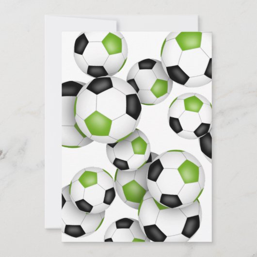 明るい緑のサッカーボール子供の誕生日 招待状 (裏面)