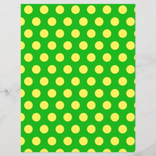 明るい緑のスクラップブック上の黄色の水玉模様パターン (正面)