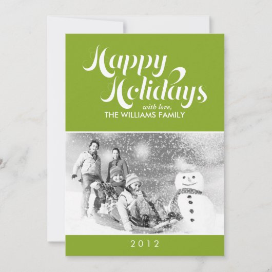 明るい緑のスクリコンテンポラリープトホリデー シーズンカード (正面)