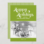 明るい緑のスクリコンテンポラリープトホリデー シーズンカード (正面/裏面)