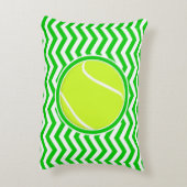 明るい緑のテニスシェブロン柄アクセント枕 アクセントクッション (裏面(縦))