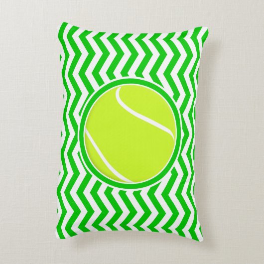 明るい緑のテニスシェブロン柄アクセント枕 アクセントクッション (裏面(縦))