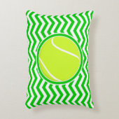 明るい緑のテニスシェブロン柄アクセント枕 アクセントクッション (正面(垂直))