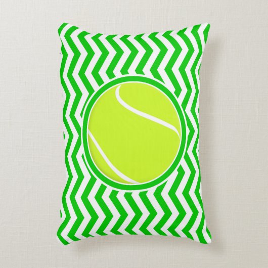明るい緑のテニスシェブロン柄アクセント枕 アクセントクッション (正面(垂直))