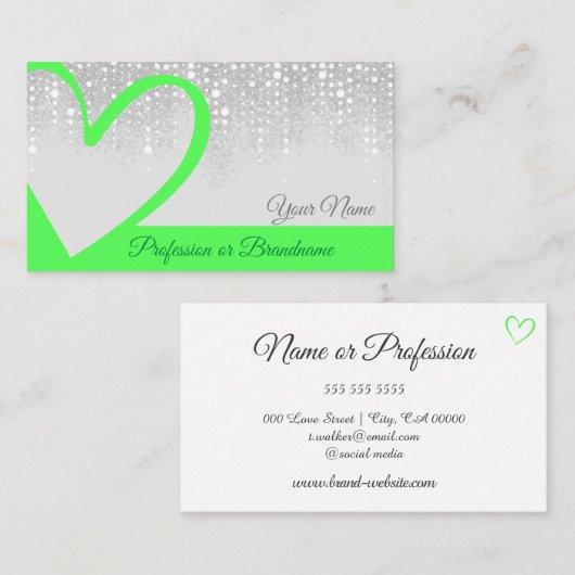 明るい緑のハートシック·ドリップス·カエレガントリグライ 名刺 (正面/裏面)