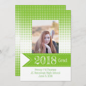 明るい緑のパターン写真卒業発表 案内状 (正面/裏面)