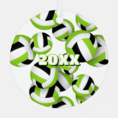 明るい緑のブラックバレーボールズアスリート名 メタルオーナメント (裏面)