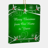 明るい緑のホリ赤と白ーの渦巻き華美旋回 セラミックオーナメント (右)