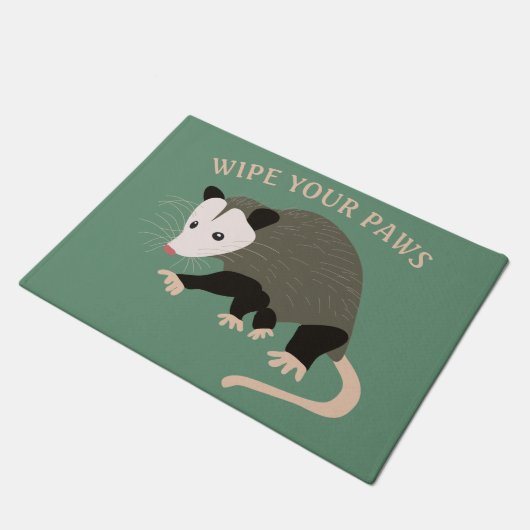 明るい緑のポッサムあなたの足を拭く歓迎 ドアマット (アングル)