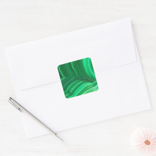 明るい緑のマラカイト鉱物 スクエアシール (封筒)