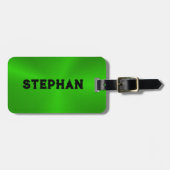 明るい緑のメタリックテクスチャカスタマイズ可能文字 ラゲッジタグ (正面横)