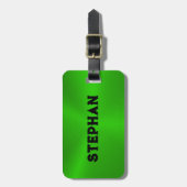明るい緑のメタリックテクスチャカスタマイズ可能文字 ラゲッジタグ (正面縦)