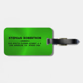明るい緑のメタリックテクスチャカスタマイズ可能文字 ラゲッジタグ (裏面横)
