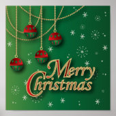 明るい緑のメリークリスマス ポスター (正面)